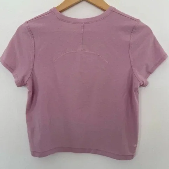 Lululemon Cotton TShirt Cropped Relaxed Fit Light Pink Women Size XS - Picture 7 of 8